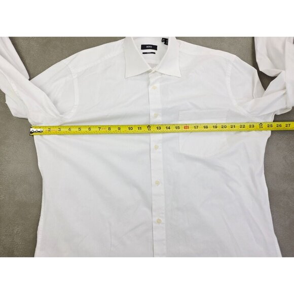 Hugo Boss 2 Ply Size 16 32-33 Mens White French Cuff Spread Collar Long Sleeve - Picture 3 of 10